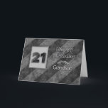 21st BIRTHDAY, Grandson, Grunge Gray Stripes Kaart<br><div class="desc">Similar image available for invitations ages 13, 16, 18 and 21.  Also for birthday greetings in same categories but for specific titles i.e. son,  grandson and dude. Faux texture gives it a slight grunge effect.</div>