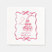 21st Birthday Hand Drawn Champagne Tower Servet (Voorkant)