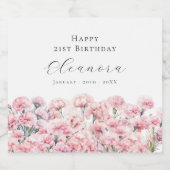 21st Birthday January Birth Flower Carnation Sparkling Wijnetiket (Enkel label)
