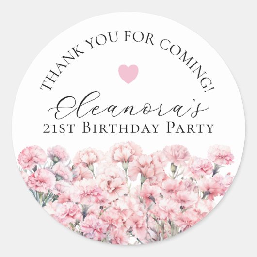 21st Birthday January Birth Flower Custom Favor Ronde Sticker (Voorkant)
