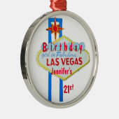 21st Birthday Las Vegas Pendant Metalen Ornament (Rechts)
