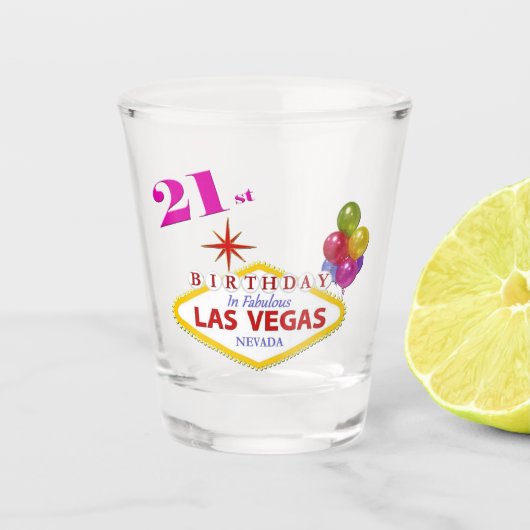 21st Birthday Las Vegas Shot glass Glas (Voorkant)