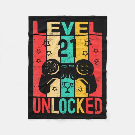 21st Birthday Level 21 Unlocked Gamer Funny Birthd Fleece Deken (Voorkant)