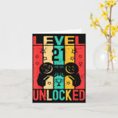 21st Birthday Level 21 Unlocked Gamer Funny Birthd Kaart (Gele Bloem)