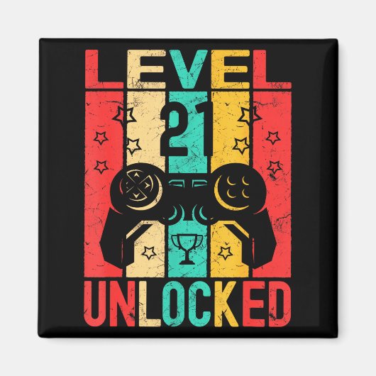 21st Birthday Level 21 Unlocked Gamer Funny Birthd Magneet (Voorkant)