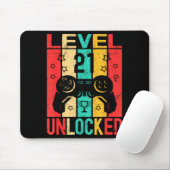 21st Birthday Level 21 Unlocked Gamer Funny Birthd Muismat (Met muis)