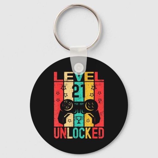 21st Birthday Level 21 Unlocked Gamer Funny Birthd Sleutelhanger (Voorkant)