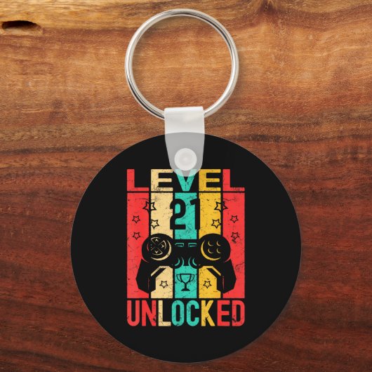 21st Birthday Level 21 Unlocked Gamer Funny Birthd Sleutelhanger (Voorkant)