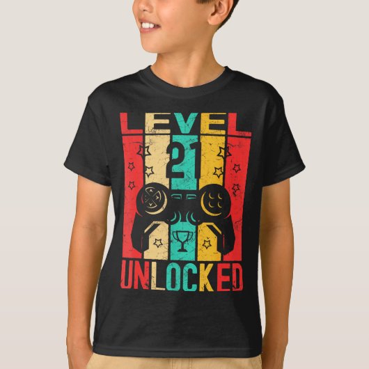 21st Birthday Level 21 Unlocked Gamer Funny Birthd T-shirt (Voorkant)