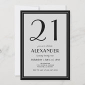 21st Birthday Modern Minimalist Mens Black Gray Kaart (Voorkant)