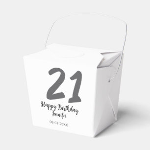 21st Birthday Naam toevoegen Datum Jaar Black sjab Bedankdoosjes