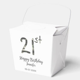 21st Birthday Naam toevoegen Datum Jaar Black sjab Bedankdoosjes