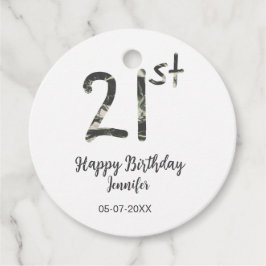21st Birthday Naam toevoegen Datum Jaar Black sjab Bedankjes Labels