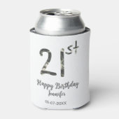 21st Birthday Naam toevoegen Datum Jaar Black sjab Blikjeskoeler (Blikje Voorkant)