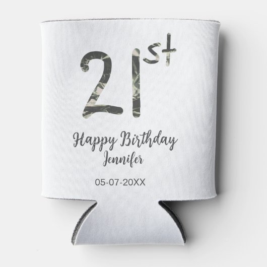 21st Birthday Naam toevoegen Datum Jaar Black sjab Blikjeskoeler (Voorkant)