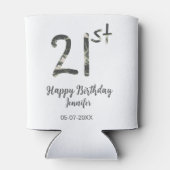 21st Birthday Naam toevoegen Datum Jaar Black sjab Blikjeskoeler (Achterkant)