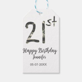 21st Birthday Naam toevoegen Datum Jaar Black sjab Cadeaulabel