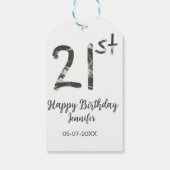 21st Birthday Naam toevoegen Datum Jaar Black sjab Cadeaulabel (Achterkant)