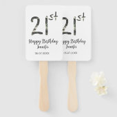 21st Birthday Naam toevoegen Datum Jaar Black sjab Handwaaier (Voorkant en achterkant)