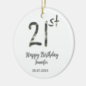 21st Birthday Naam toevoegen Datum Jaar Black sjab Keramisch Ornament (Links)