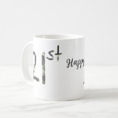 21st Birthday Naam toevoegen Datum Jaar Black sjab Koffiemok (Voorkant links)