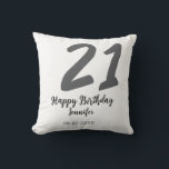 21st Birthday Naam toevoegen Datum Jaar Black sjab Kussen<br><div class="desc">bewerkbaar ontwerp</div>