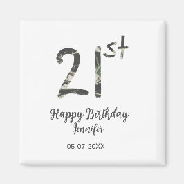 21st Birthday Naam toevoegen Datum Jaar Black sjab Magneet