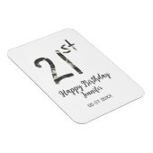 21st Birthday Naam toevoegen Datum Jaar Black sjab Magneet (Rechterzijde)