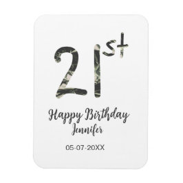 21st Birthday Naam toevoegen Datum Jaar Black sjab Magneet