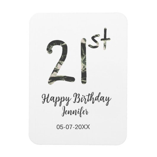 21st Birthday Naam toevoegen Datum Jaar Black sjab Magneet (Verticaal)