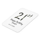 21st Birthday Naam toevoegen Datum Jaar Black sjab Magneet (Linkerzijde)