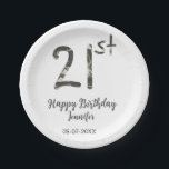 21st Birthday Naam toevoegen Datum Jaar Black sjab Papieren Bordje<br><div class="desc">bewerkbaar ontwerp</div>