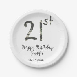 21st Birthday Naam toevoegen Datum Jaar Black sjab Papieren Bordje