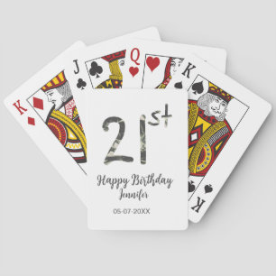 21st Birthday Naam toevoegen Datum Jaar Black sjab Pokerkaarten