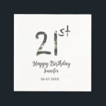 21st Birthday Naam toevoegen Datum Jaar Black sjab Servet<br><div class="desc">bewerkbaar ontwerp</div>
