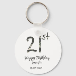 21st Birthday Naam toevoegen Datum Jaar Black sjab Sleutelhanger