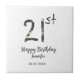 21st Birthday Naam toevoegen Datum Jaar Black sjab Tegeltje
