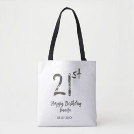 21st Birthday Naam toevoegen Datum Jaar Black sjab Tote Bag