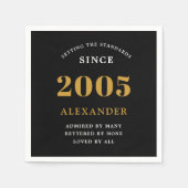 21st Birthday Name 2005 Black Gold Elegant Chic Servet (Voorkant)