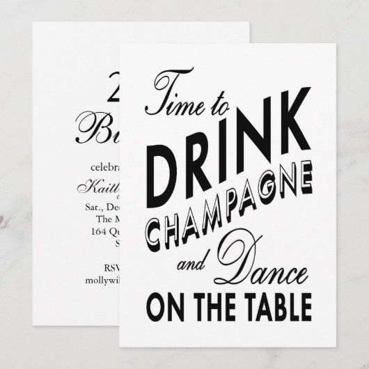 21st Birthday nodig Tijd uit om Champagne wit te D Kaart (Voorkant / Achterkant)