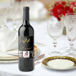 21st birthday party foto black gold cheers chic wijn etiket<br><div class="desc">Een etiket op de fles voor een 21e verjaardag. Pas 3 van uw eigen foto's, een naam, 21 jaar en een datum aan en voeg deze toe. Geboortedatum of -datum van de partij. Gulden gekleurde letters. Het woord: Cheers, in faux goud geschreven met een trendy hand lettered style script. Elegant,...</div>