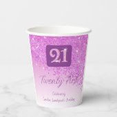 21st Birthday Party Gleaming Pink Glitter Papieren Bekers (Achterkant)