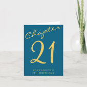 21st Birthday Party Gold Script Blue  Kaart (Voorkant)