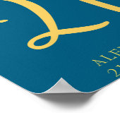 21st Birthday Party Gold Script Blue Poster (Hoek)