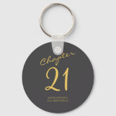 21st Birthday Party Gold Script Blue  Sleutelhanger (Voorkant)