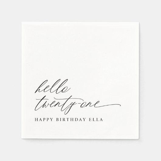 21st Birthday Party Hello 21 Modern Milestone Servet (Voorkant)