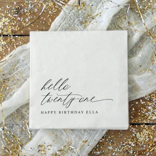 21st Birthday Party Hello 21 Modern Milestone Servet