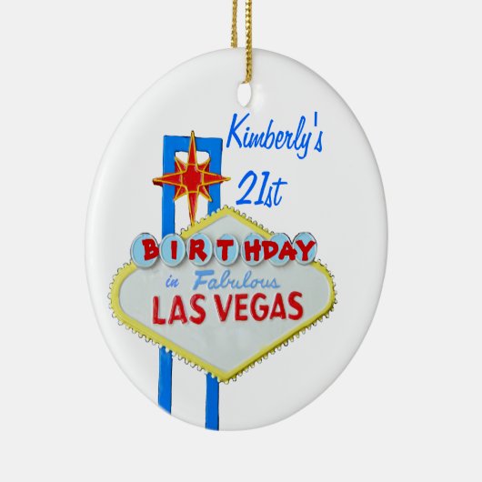 21st Birthday Party Las Vegas Keramisch Ornament (Rechts)