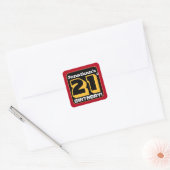21st Birthday Party Rood Zwart Goud Naam toevoegen Vierkante Sticker (Envelop)