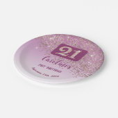 21st Birthday Party Sparkle Rose Gold Glitter Papieren Bordje (Gekanteld)